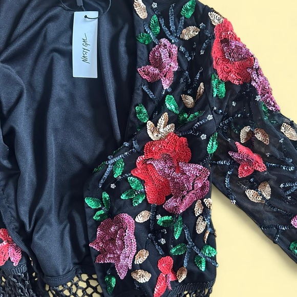 Nasty Gal Black Floral Embroidered Kimono - Picture 5 of 7